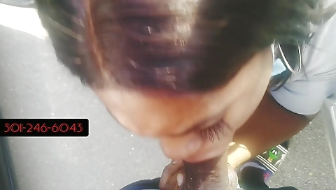 Ebony deepthroat blowjob with a tight pussy shot in POV