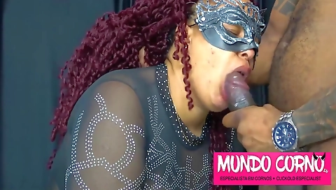 Ebony black chick rides a hard cock and takes it inside