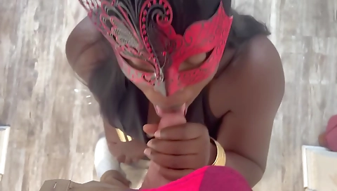 Big-coated black-babe has some sex after being a stepdad