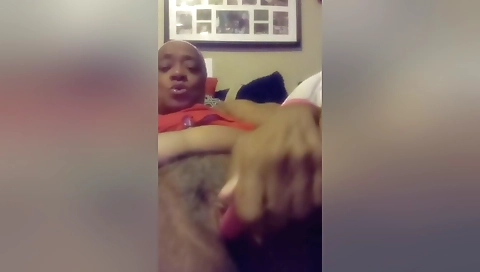 Busty ebony shemale enjoys sexy sex toy in this porn