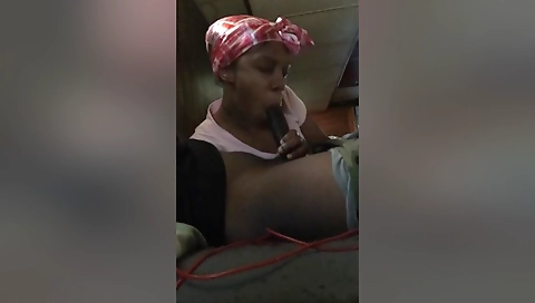 Amateur ebony milf 18+ is deep throated from behind