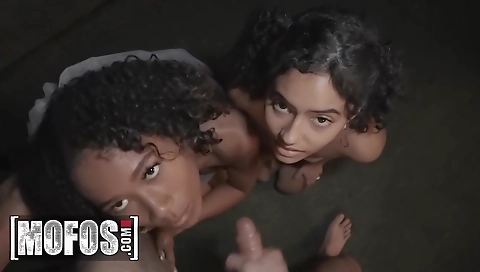 Big ass tattooed beauty gets a threesome with two cocks