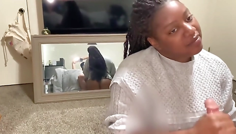 Ebony brunette with a hot body is getting her white dick in