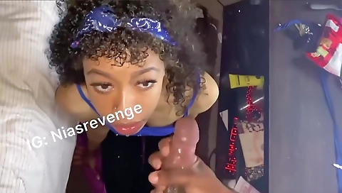 Ebony teen has a true love for deepthroat and big cock