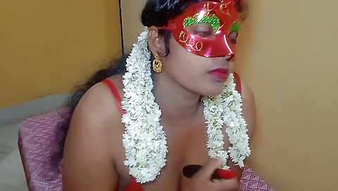 Hot brunette girl with big tits is playing with fingers