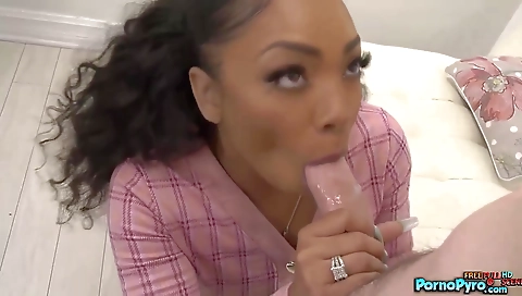 Big black cock blowjob in interracial fetish video 2