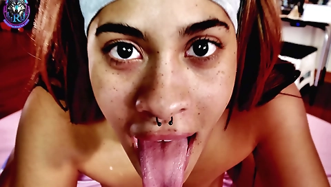 Exquisite black teen 18+ with a tight body enjoys sex