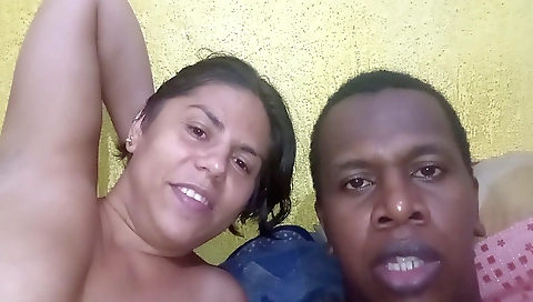 Ebony beauty gets fucked in the woods and swallows cum