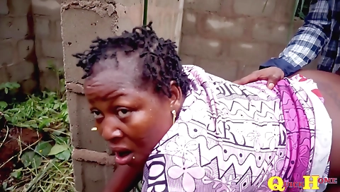 Big ass ebony girl with natural tits fucked outdoors