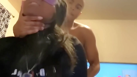 Horny ebony with big black cock is ready to cum on the bed