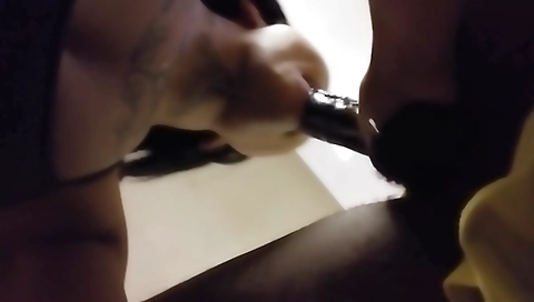 Ebony and black girl with a tattoo is getting fucked