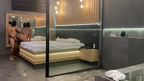 Ebony brunette sucks a big cock in homemade sex video