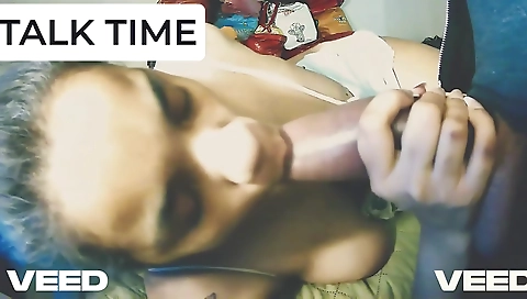 Ebony woman sucking a big black cock in the deep throat