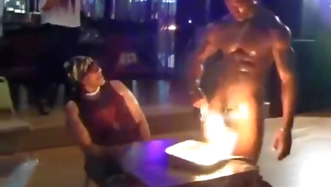 Horny ebony girl with big tits is fucked by a male