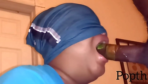 Amateur ebony mom plays with her teen lover's thick dong