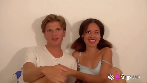 Brunette teen deepthroat in a black room with some hot scenes