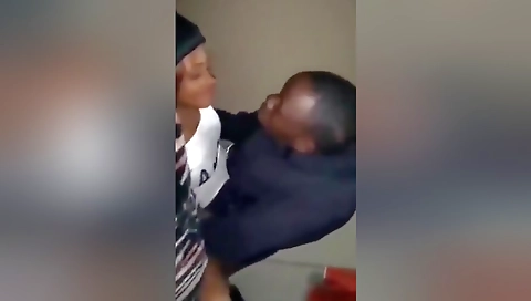 Ebony teen in a sexy outfit plays with her pussy in a hot house party