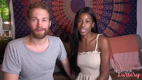 Ebony beauty cunnilingus by a horny male in web cam video