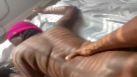 Ebony brunette makes his big ass drop phone onto camera