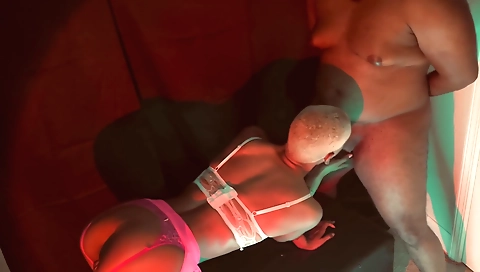 Ebony slut sucks big cock and deep throats bbc in porn